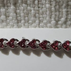 Pink Heart Crystal Infinity Bracelet